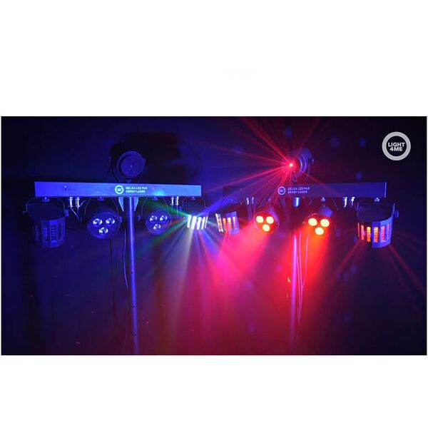 LIGHT4ME BELKA LED PAR DERBY LASER multiefekt świetlny zestaw oświetlenie disco