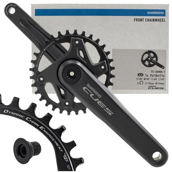 Mechanizm korbowy Shimano Cues  FCU60001, 1 x 9/10/11/rz, 175 mm, 32T, bez łożysk