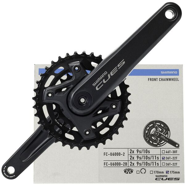 Mechanizm korbowy Shimano Cues FC-U6000-2, 2 x 9/10/11-rz, 175 mm, 36/22T