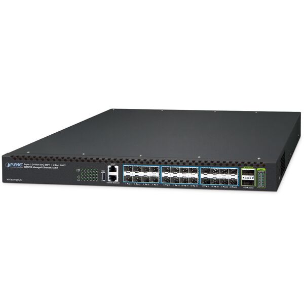 PLANET XGS-6350-24X2C łącza sieciowe Zarządzany L3 Gigabit Ethernet (10/100/1000) 1U Czarny