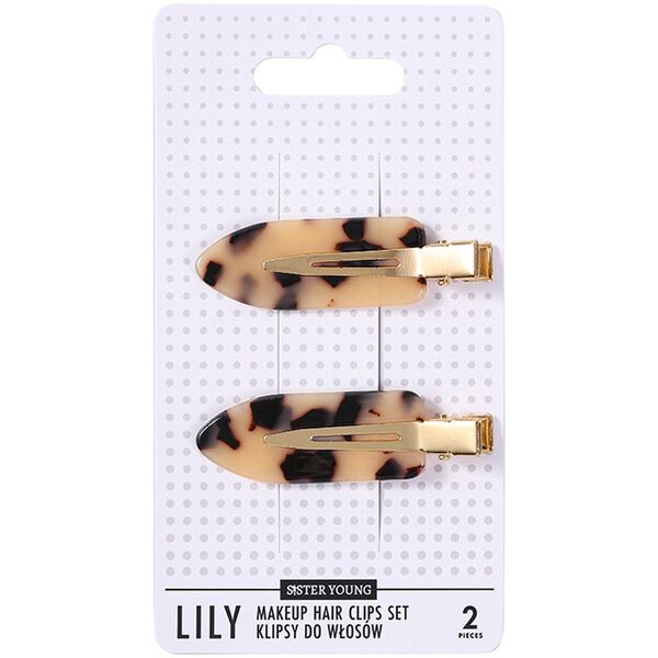 Sister Young LILY Klipsy do Włosów do Makijażu Light Leopard Print, zestaw 2 Sztuki