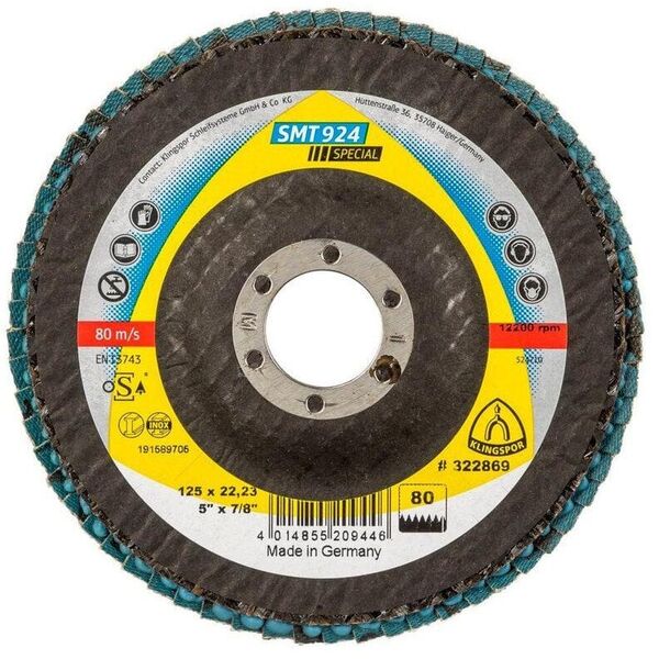 Δίσκος λειαντικού σφουγγαριού Klingspor SMT 924 125x22,23 mm Κόκκος 80 καμπύλη
