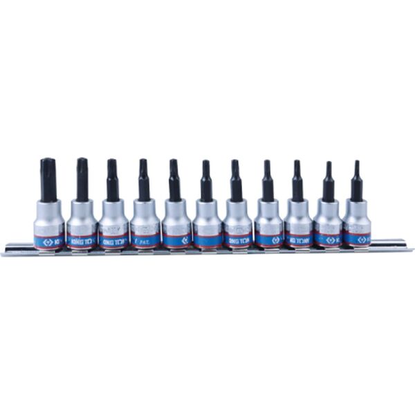 King Tony ZESTAW NASADEK 3/8" TORX Z OTWOREM 11cz. T8 - T50, SZYNA, King Tony