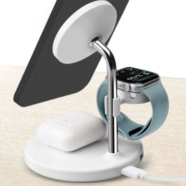 SBS TEWIRMAG3IN1, Εσωτερικός, USB, Ασύρματη φόρτιση, Λευκό