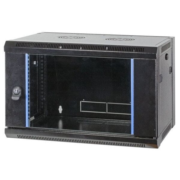 EFB 19Zoll Wandgehaeuse SCHWARZ 21HE Flat Pack Tiefe 600mm nicht vormontiert RAL9005 IP20 Abschliessbar mit Glasfront