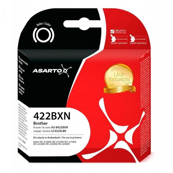 Tusz Asarto do Brother 422BXN | LC422XLBK | 3000 str. | 69ml | black