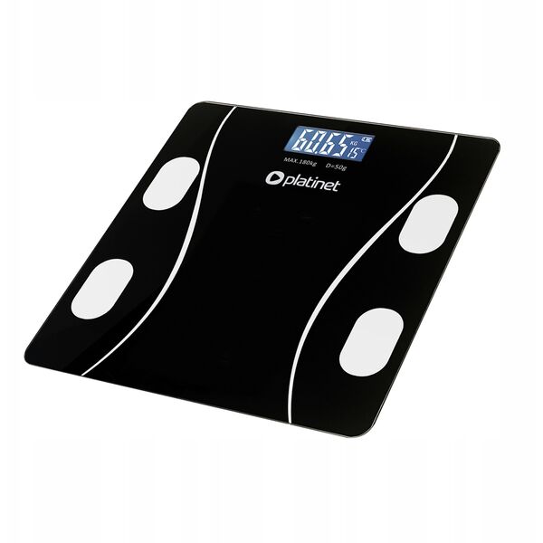 PLATINET WAGA BATHROOM SMART BODY SCALE 180KG 26X26CM WITH APP BLUETOOTH BLACK 46021