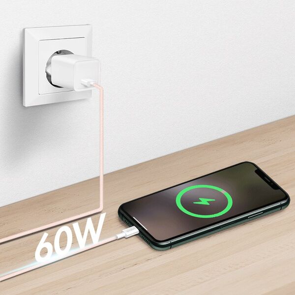 LogiLink USB-A - USB-C 0.5m w nylonowym oplocie różowy