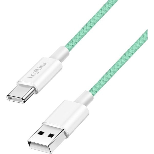 LogiLink USB-A - USB-C 0.5m w nylonowym oplocie zielony