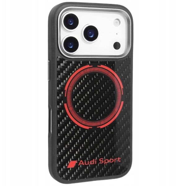 Case Audi RSQ Carbon Fiber Sport Red Circle MagSafe for iPhone 17 Pro black