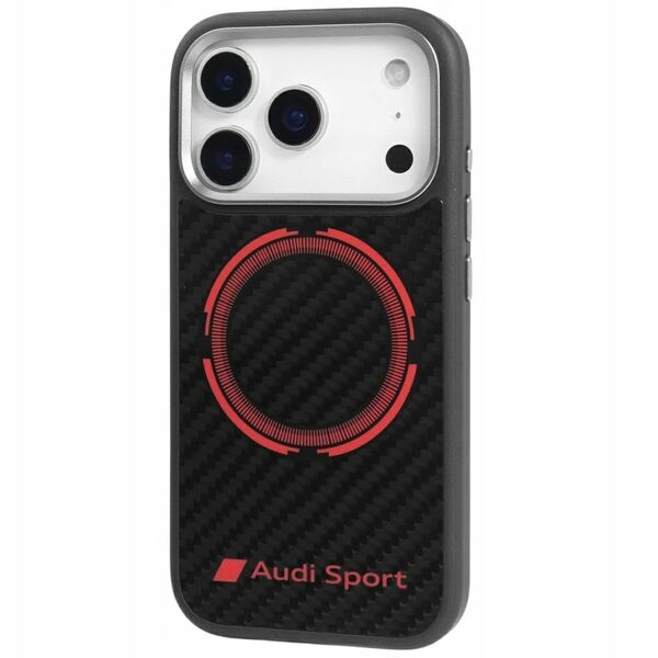 Case Audi RSQ Carbon Fiber Sport Red Circle MagSafe for iPhone 17 Pro black