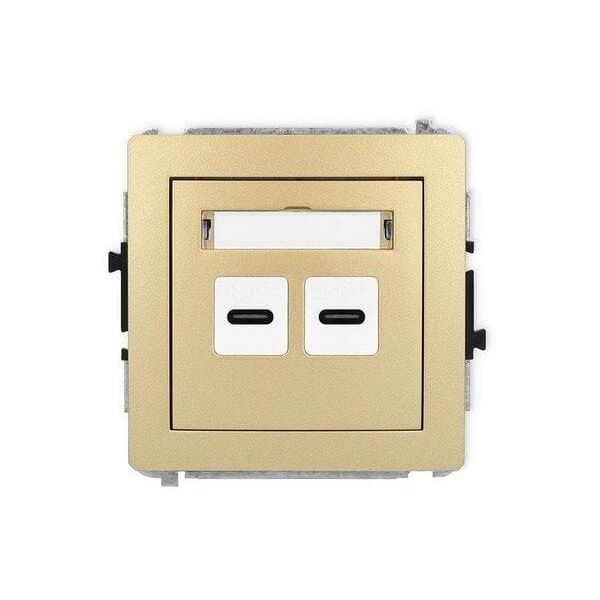 Φορτιστής USB Karlik Deco 29DCUSB-7 διπλός 2xUSB C, 20W max. χρυσός