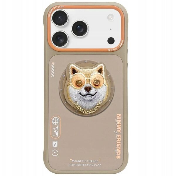 Etui Nimmy Glasses Cool Dog MagSafe do iPhone 17 Pro Max beżowy