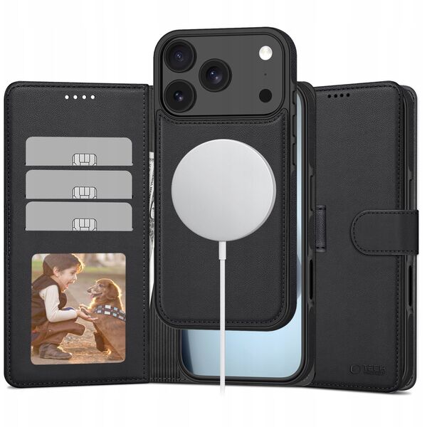 Etui z klapką Tech-protect Wallet MagSafe do Apple iPhone 17 Pro Max Matte Black