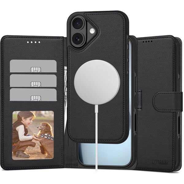 Etui z klapką Tech-protect Wallet MagSafe do Apple iPhone 17 Matte Black