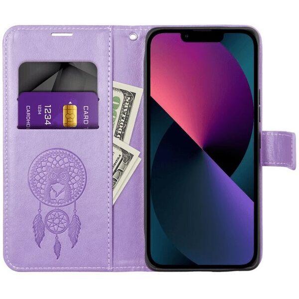 Kabura MEZZO Book do OPPO RENO 14 / 14F łapacz snów fioletowy
