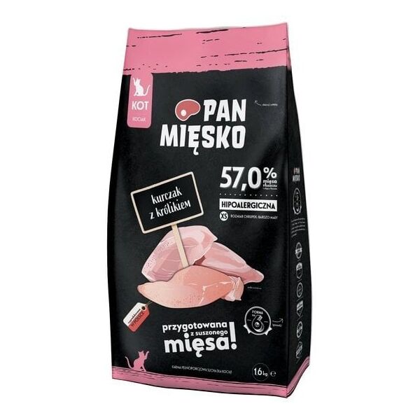 Hipoalergiczna karma dla kociąt Pan Mięsko kurczak/królik, Chrupki XS 1,6kg