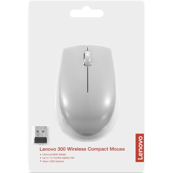 Lenovo | Compact Pelė with battery | 300 | Wireless | Arctic Pilkas