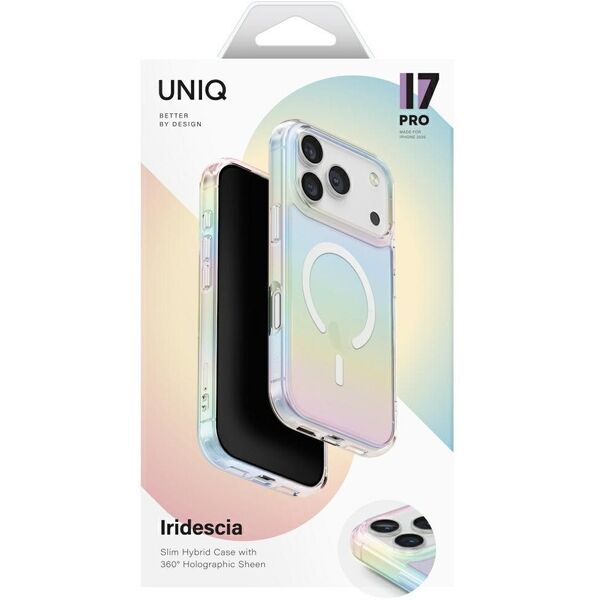 UNIQ Iridescia case for iPhone 17 Pro Magclick Charging holo quartz