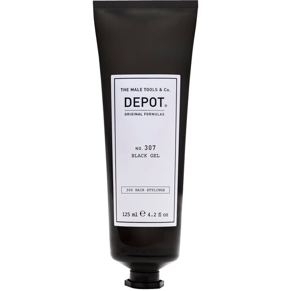 Depot, 300 Hair Stylings No. 307 Black, Botanical Complex, Hair Styling Gel, Temporary Coverage & Volume, Medium Hold, 125 ml For Men