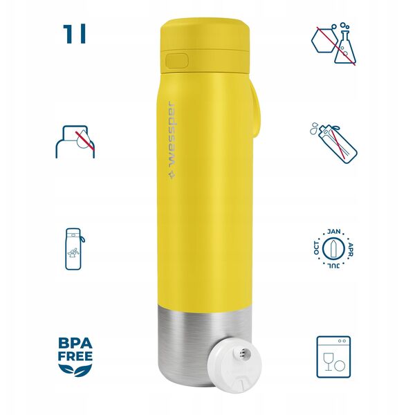 Butelka filtrująca Wessper B2 STAINLESS STEEL Actitex™ 1000ml Yellow (WES276-1000-YL_K)