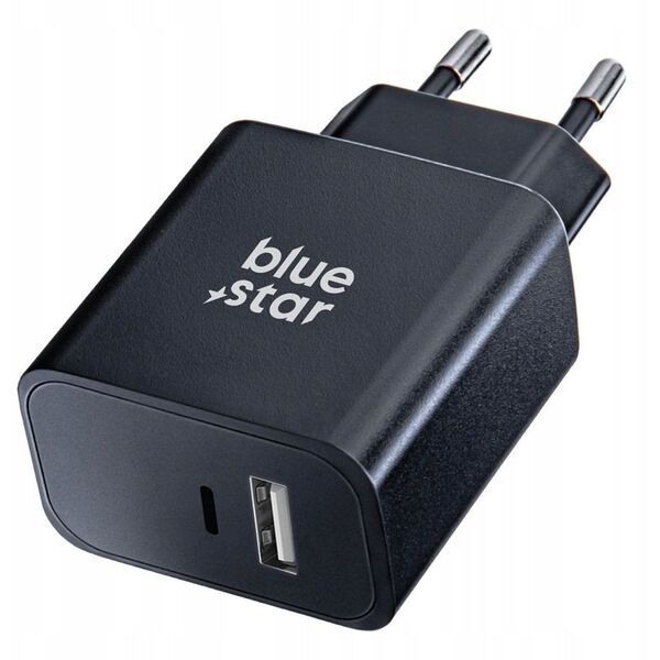 Ładowarka sieciowa do telefonu Blue Star USB C + USB A QC4.0 PD 3A 25W TFB-TC-25WPD czarna