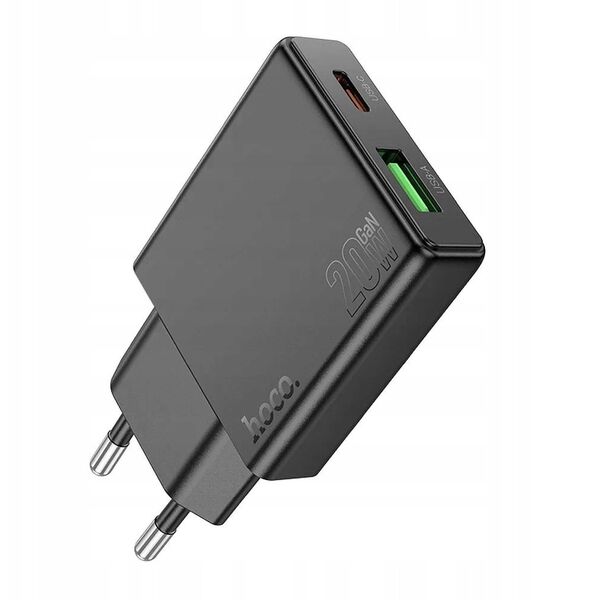 Ładowarka sieciowa do telefonu Hoco Slim USB A + USB C QC3.0 PD 3A 20W N38 czarna