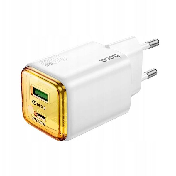 Ładowarka sieciowa do telefonu Hoco USB A + USB C QC3.0 PD 3A 20W N52 biała