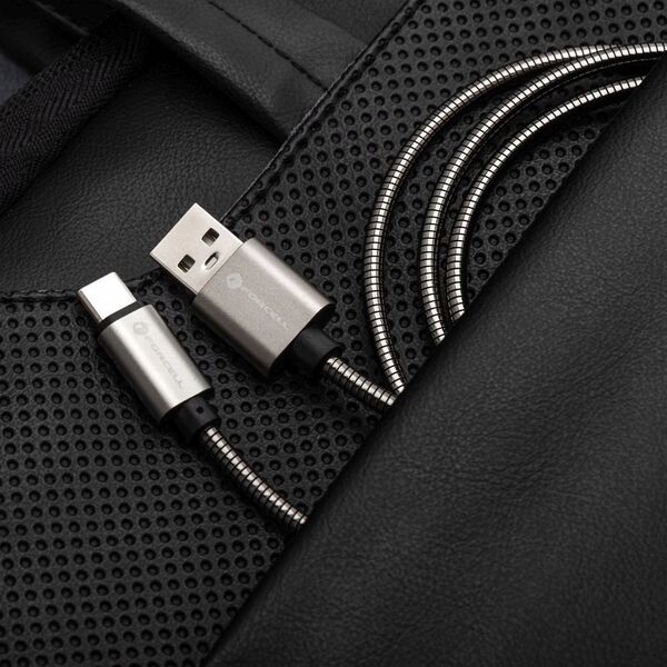 Kabel USB A do USB C Forcell F-Energy QC4.0 3A 66W Metal 2 m C234 srebrny
