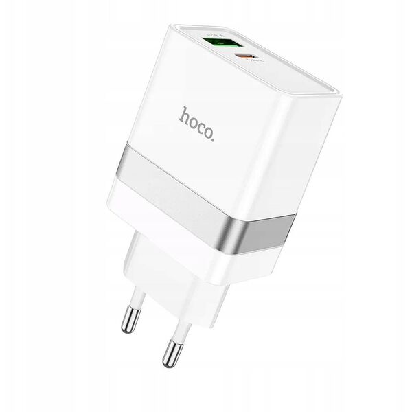 Ładowarka sieciowa do telefonu Hoco USB A + USB C QC3.0 PD 3A 30W N21 biała
