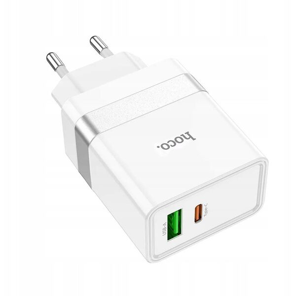 Ładowarka sieciowa do telefonu Hoco USB A + USB C QC3.0 PD 3A 30W N21 biała