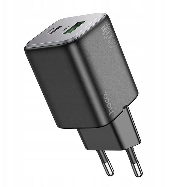 Ładowarka sieciowa do telefonu Hoco USB A + USB C QC3.0 PD 3A 20W N41 czarna