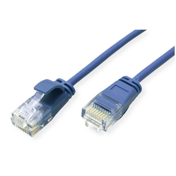 Kabel krosowy ROLINE GREEN UTP Cat.6A (Class EA), LSOH, bardzo cienki, niebieski, 3 m
