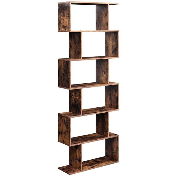 Regał na książki rustykalny brąz 70x24x190 cm loft 6 półek