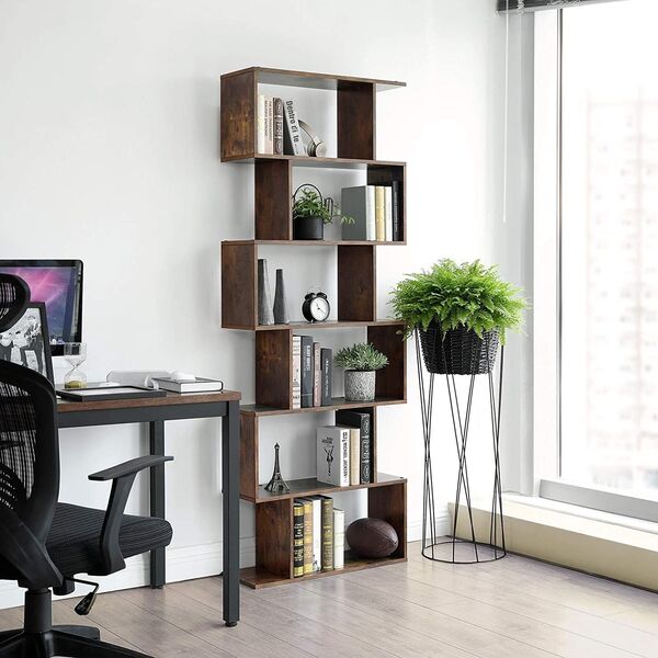 Regał na książki rustykalny brąz 70x24x190 cm loft 6 półek