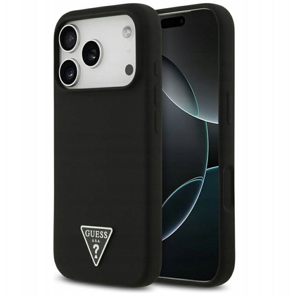 Case Guess Silicone Triangle Logo MagSafe for iPhone 17 Pro Max black