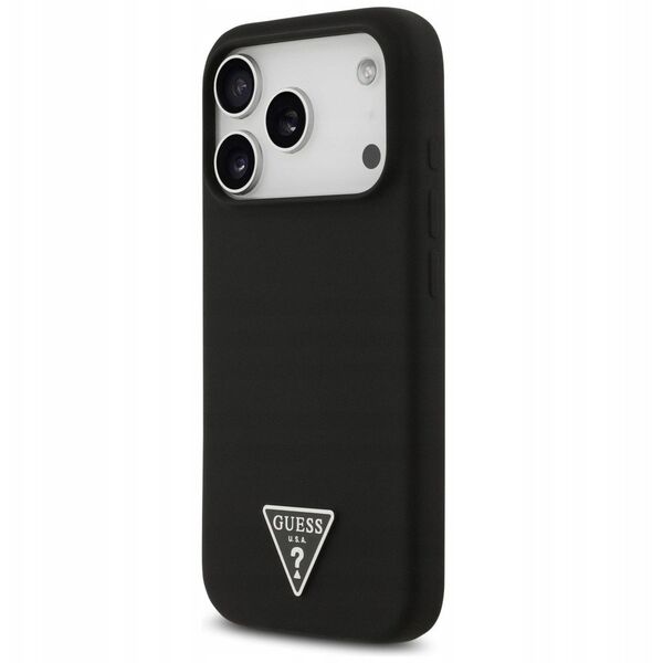 Case Guess Silicone Triangle Logo MagSafe for iPhone 17 Pro Max black