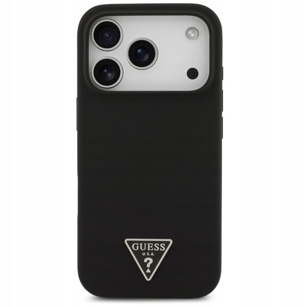 Case Guess Silicone Triangle Logo MagSafe for iPhone 17 Pro Max black