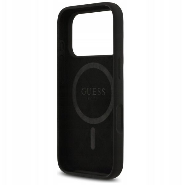Case Guess Silicone Triangle Logo MagSafe for iPhone 17 Pro Max black