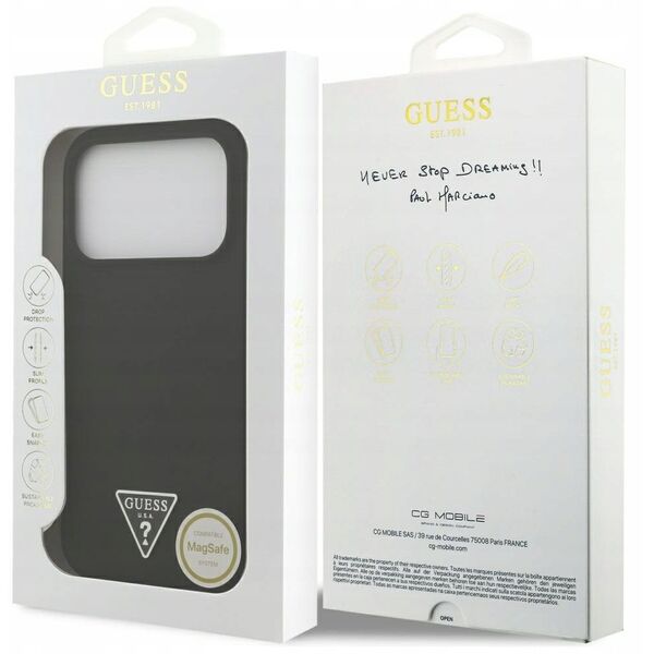 Case Guess Silicone Triangle Logo MagSafe for iPhone 17 Pro Max black