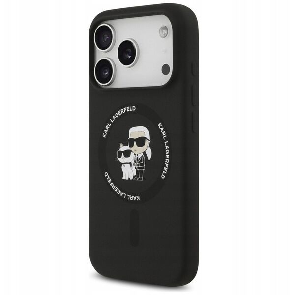 Etui Karl Lagerfeld Silicone              Karl&Choupette Ring MagSafe do iPhone 17 Pro Max czarny