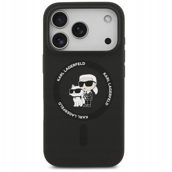 Etui Karl Lagerfeld Silicone              Karl&Choupette Ring MagSafe do iPhone 17 Pro Max czarny