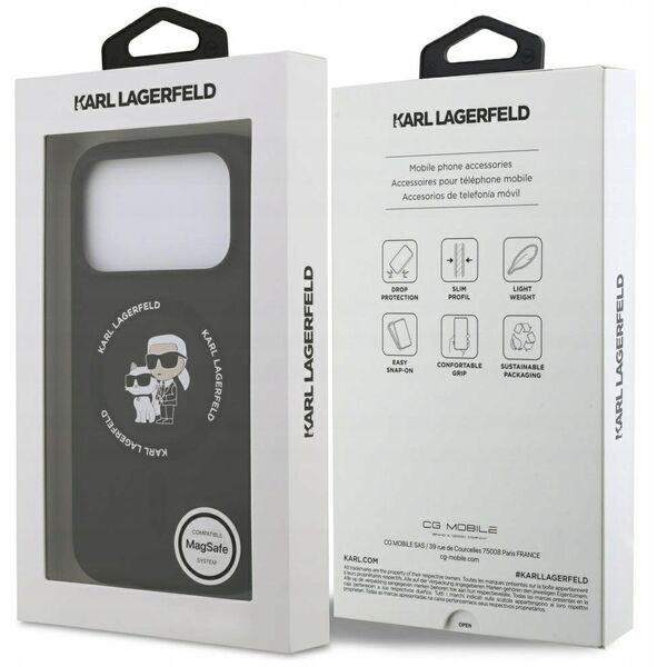 Etui Karl Lagerfeld Silicone              Karl&Choupette Ring MagSafe do iPhone 17 Pro Max czarny