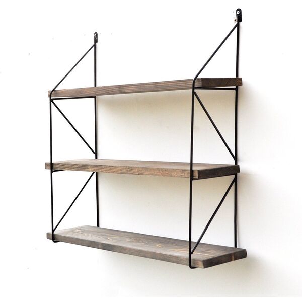 Επιτοίχιο ράφι Kalune Design Wall Shelf 792, 55 cm, σκούρο καφέ/μαύρο