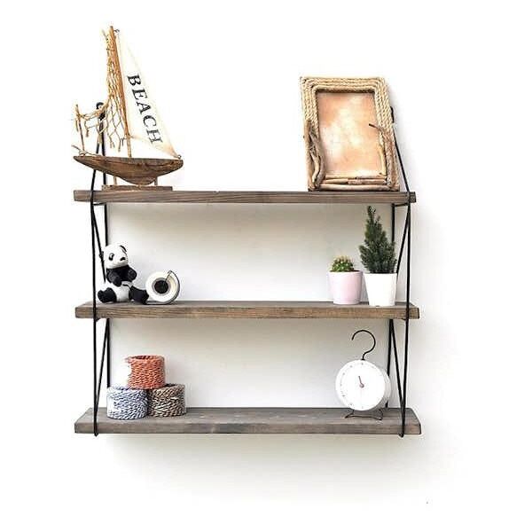 Επιτοίχιο ράφι Kalune Design Wall Shelf 792, 55 cm, σκούρο καφέ/μαύρο