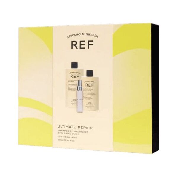 Gift Box Set Ref Stockholm: Ultimate Repair, Sulfates-Free, Hair Shampoo, Repairing & Strengthening, 285 ml + Ultimate Repair, Sulfates-Free, Hair Conditioner, For Hydrate/Detangle & Shine, 245 ml + Shine Elixir, Hair Serum, Softening, 80 ml Unisex
