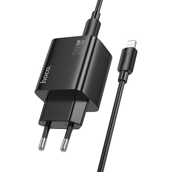 Ładowarka sieciowa do telefonu Hoco 2 x USB C + 2 x USB A QC3.0 PD 3A 20W + kabel USB C do Lightning N55 czarna