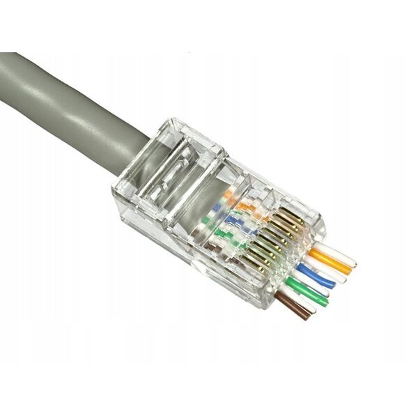 Wtyk telefon. RJ45 8P 8C(drut)przelotowy CAT.5E