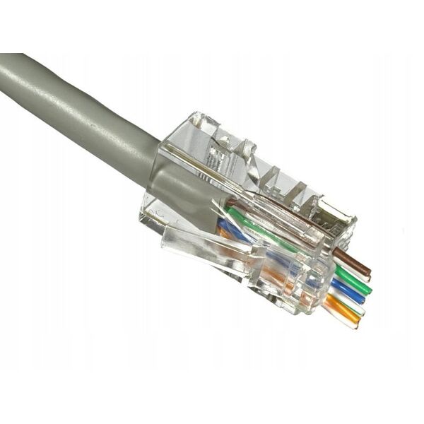 Wtyk telefon. RJ45 8P 8C(drut)przelotowy CAT.5E