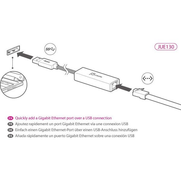 Kabel USB j5create USB-A - Czarny (JUE130)